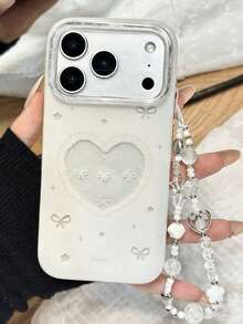 奢华可爱蝴蝶结爱心格纹亮面软壳手机壳，兼容 17/16/15/14/13/11/12 Pro Max/16/15/14 Plus，搭配时尚甜美 3D 蝴蝶腕带，防摔保护后盖 - 蝴蝶結 - 查看 2