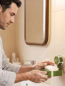 1pc Suction Cup Soap Dish, Wall Mounted Bathroom Soap Holder Drain Rack, Soap Box For Home Use - Suction Cup - View 3