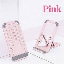 1 pieza Soporte de escritorio plegable y portátil, soporte para teléfono/tableta cómodo para viajes, dormitorio, ver videos - Multicolor (rosa) - Ver 2