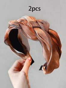 1件编织渐变色发箍，时尚高端宽檐发箍，头饰发带，家居美发配饰 - 彩色 - 查看 21