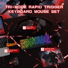 ATTACK SHARK X68HE PRO 快速触发无线游戏键盘和 X11 鼠标，8K 回报率，霍尔效应磁吸式按键键盘，三模式鼠标带磁吸式充电底座，22000 DPI，包含防滑鼠标垫 - 查看 1