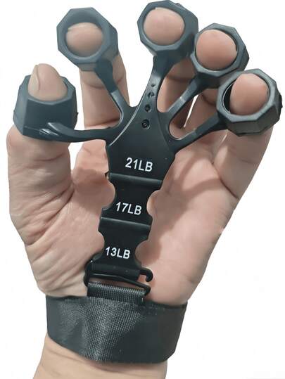 1 件黑色硅胶手指伸展锻炼器，5 指和腕部阻力带训练器，用于手指力量恢复、屈曲和伸展