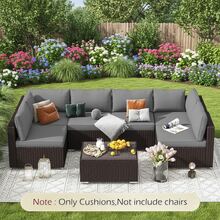 HOMREST Outdoor Replacement Cushions For Patio Furniture,Water-Repellent Sofa Cushions For 6-Seat Rattan Sectional Patio Conversation Sets,14-Piece Cushions Set For Outdoor Couch - Grey - View 7