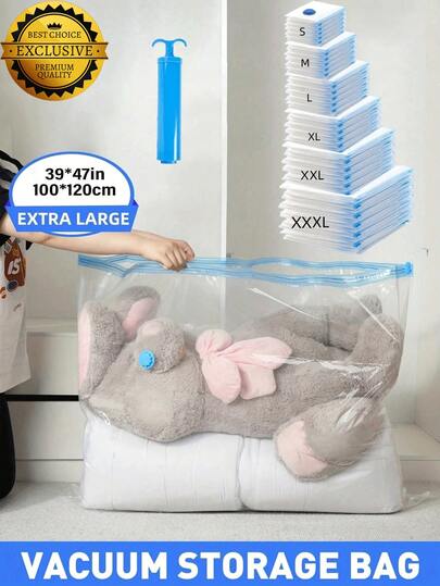 Vacuum Storage Bags (100*120cm/80*100cm/70*100cm/60*80cm/70*50cm/40*60cm) - Space-Saving For Blankets, Bedding, Comforters, Ziplock Seal