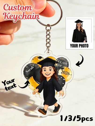 1/3/5pcs Customized PhotoKeychain, Personalized 2D Cartoon Keychain, Turn Your Photo Into A Unique Adorable Keepsake! Custom Couple, Family & Friend Portrait Keychains. Upload Your Photo For A Custom Cartoon Caricature Gift Idea, CONGRATS // Class Of 2026, Graduation Party Favors, Graduation Party Decorations, Grad Party Favors, High School Grad, College Graduation
