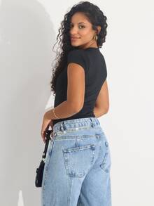 Kit 2 Women's Bodysuits, Short Sleeve | Comfortable Suplex | Casual Summer Fashion - Đen/BB Hồng - Xem 7