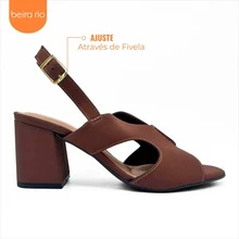 Beira Rio Original Women's Sandal In H Block Heel Comfortable Formal Winter Fashion - 白蘭地 - 查看 5