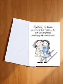 1pc Funny Friendship Birthday Greeting Card, Suitable For Best Friends, Customizable Cartoon Design, With Envelope - Sets - View 16