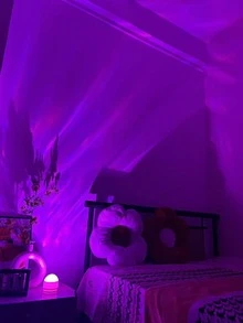 1pc Northern Lights Wave LED Mood Projector Light, 16 Colors, USB Powered, Galaxy Starry Sky Projector, Suitable For Bedroom, Living Room, Office And Party Decor, Perfect Gift - Multicolor - View 6