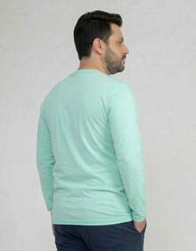 Camiseta Masculina Plus Size Poliéster Confortável G1 G2 G3 - Verde Menta - Visão 3