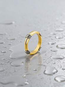 1 chiếc nhẫn phao cứu sinh bằng thép không gỉ mạ vàng 18K, kiểu dáng tối giản, thanh lịch, chống thấm nước, phù hợp cho nam giới khi đi làm. - Nhiều màu - Xem 1