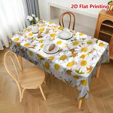 1 chiếc khăn trải bàn in 2D họa tiết hoa cúc mùa xuân/hè, thích hợp cho tiệc tùng, dã ngoại, trang trí bàn ăn, nhà bếp, phòng ăn, sân vườn, mặt bàn, trang trí nhà cửa. - Màu vàng - Xem 4