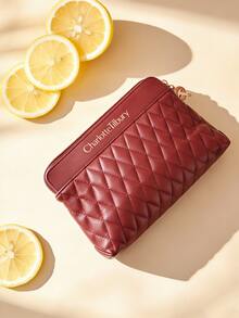Charlotte Tilbury Quilted Makeup Bag - Available In Pink And Burgundy, Luxury Makeup Pouch With Rose Gold Zipper, Portable Travel Organizer - Burgundy - View 3