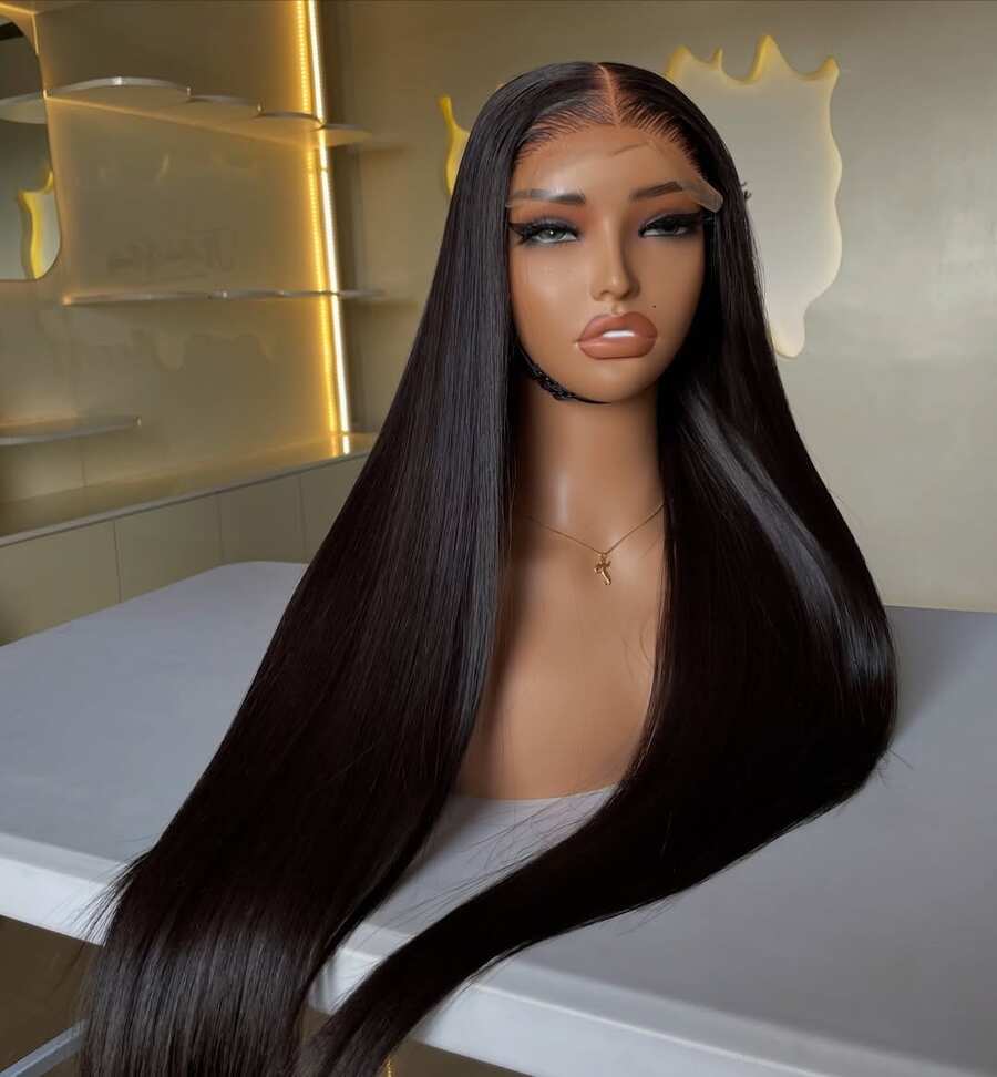 40 Inch 13x6 Lace Front Wigs Human Hair Pre Plucked With Baby Hair 13x4 Straight HD Transparent Lace Front Human Hair Wigs For Women Ear To Ear Long Hairline - Natural Black - 查看 1