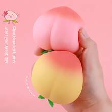 创意减压软萌桃子玩具，逼真水果造型挤压玩具，趣味办公解压玩具，情侣恶作剧礼物，学生减压必备 - 彩色 - 查看 5