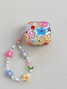 彩色花卉油画涂鸦风格，带挂绳，兼容苹果 1/2/3/4 代蓝牙无线耳机盒，新款 PodsPro 2/3/4 - 無色 - 查看 8
