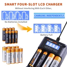 Kit completo de cargador de baterías AA AAA PowerKAN: Paquete de 8 celdas recargables de 1.2V Ni-MH (4x AA + 4x AAA) + Cargador USB rápido de 5V 2A ALL4, solución de energía esencial para electrónica del hogar - Sí - Ver 5