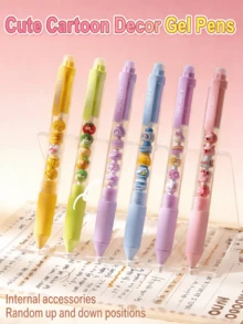 2pcs Cute INS Style 0.5mm Retractable Neutral Pens, Quick Drying Smooth Soft Grip, Exam Office Signature Pen - Chuan Chuan Le (a Type Of Stick Pen) - 0.5mm - View 1