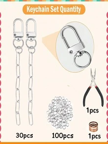252pcs DIY Keychain Accessories Set, Including Keychain Rings, Extension Chains, Jump Rings And Jewelry Pliers, Suitable For Jewelry, Bag Accessories DIY Crafts, Women Keychain, Bag Charms, Car Pendant, Party Favors - Keychain Accessory Set - View 19