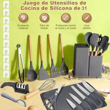 Silicone Kitchen Utensil Set, 31-Piece Knife Set - 灰色 - 查看 9
