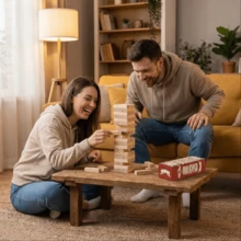 54pcs Classic Stacking Tower Game, Adult Tumbling Blocks, Fun Interactive Party Game, Ideal For Party And Family Game Night, Christmas, Halloween, Thanksgiving Gift - Multicolor - View 6