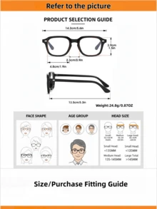 1 Pair Unisex Retro Square Frame Glasses, Suitable For Office, Computer, Mobile Phone Use - Clear - View 7