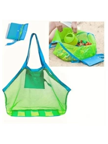 1pc Foldable Mesh Beach Bag, Large Capacity Travel Tote, Quick Draining & Sand Proof, Lightweight Multipurpose Storage Pouch, Suitable For Beach, Travel, Camping And Vacation - Multicolor - View 2