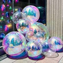 1/2/5/10个装，尺寸分别为60英寸/50英寸/32英寸/10英寸，彩色4D气球，适用于婚礼、生日、周年纪念、时尚派对、返校季、夏季派对、新年、母亲节装饰 - 無色 - 查看 2