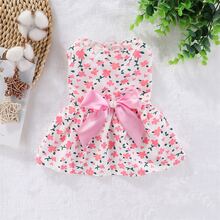 Small Dog & Cat Romantic Floral Print Suspender Dress, Breathable Lightweight Spring/Summer Pet Princess Outfit - Multicolor - View 1