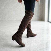 Botas largas arriba de la rodilla de efecto ante suave, ajuste de alta calidad. Estilo moderno urbano transpirable, elegante y casual, resistente para uso diario. - Marrón - Ver 4