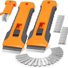 一套家用厨房清洁刮刀、浴室清洁刮刀、玻璃刮刀工具，包括铁刮刀和塑料刮刀，用于去除烤箱和窗户上的贴纸、纸张、食物残渣、油漆、胶水和其他物质。 - A - 查看 1