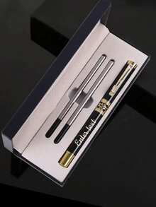 1pc Customizable Engraved Metal Luxury Gift Ballpoint Pen (Black Ink), Exquisite Custom High-Quality Ballpoint Pen, Gold-Plated Nib, Best Customized Engraved Gift Pen - Multicolor - View 8