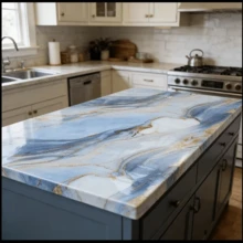 1 Roll Blue Marble Pattern Waterproof Oil-Proof Contact Paper, Heat Resistant Self-Adhesive Wallpaper, Suitable For Cabinets, Countertops, Tabletops - Easy Installation, Removable, Applicable For Kitchen, Bedroom, Living Room Home Decor, Marble Style, Wall Covering, Renovation - Blue-a - View 9