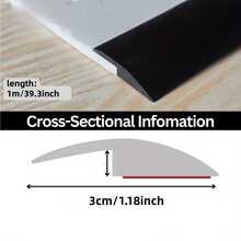1pc 1m/39.37in Self-Adhesive Floor Transition Strip, Soft Wood Grain Design Edging Suitable For Carpet, Laminate Flooring And Thresholds - C - View 3