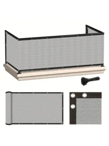 150GSM 重型隐私屏风围栏，带孔眼防风遮阳布，防紫外线，适用于公寓、露台、后院、泳池、门廊，包含 50 根扎带（1 件装，灰色） - 淺灰色 - 查看 13