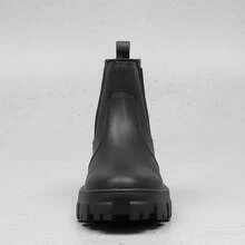 Coturno Feminino Chelsea Preto Chunky Plataforma Tratorado Cano Médio Casual Fashion Boots - Preto - Visão 8