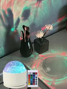 1pc 16-Color Rotating Magic Projection Lamp, USB Powered, Aurora Sky Scenery, USB Wave Night Light Projector, Suitable For Bedroom Night Light Projection, Indoor Atmosphere Ceiling Decor, Party & Camping Atmosphere Projector - Multicolor - View 6