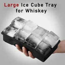 Khay làm đá bằng silicon có nắp, màu đen, 4/6/8 ô, có thể tái sử dụng, khuôn làm đá viên cho rượu whisky, tự làm, dùng cho tủ lạnh. - Nhiều màu - Xem 1