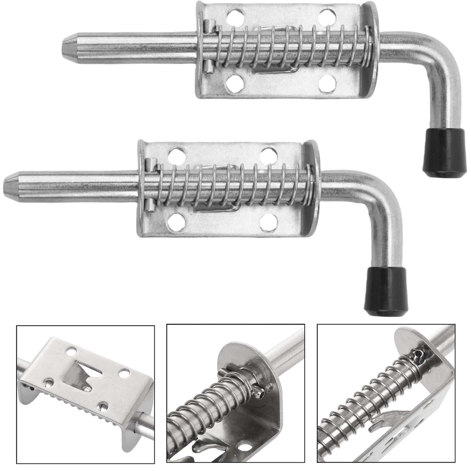 2pcs Tornillos De Cierre De Puerta 5 Pulgadas Con Resorte Acero Inoxidable Para Puertas, Furgoneta, Gabinetes Y Cofres - 2 piezas - Ver 1