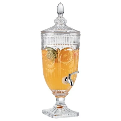 Glass Drink Dispenser 3L/0.8 Galllon  For Parties With Spigot Glass Iced Beverage Dispenser With Lid Wide Mouth Beverage Server For Party Bar Wedding Decoration