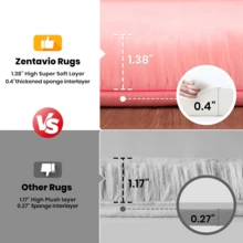 Living Room Rugs, Bedroom Rugs – Ultra Soft Plush Rug, Fluffy Shaggy Carpet, Washable Area Rug With Non-Slip Backing & 4 Free Grip Stickers, Modern Home Dorm Decor, Multiple Sizes 4x6 5x7 6x9 8x10 9x12 10x14, Pink Rug - Pink - View 9