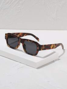 1pc Leopard Print Bohemian Butterfly Square Frame Rivet Decor Women's Fashion Glasses, Suitable For Daily Life, Parties, Music Festivals, Street Photography, Weekend Outfits, Family Outings, Fits All Face Shapes, Also Suitable For Back To School, College Style, Campus Style - Multicolor - View 6
