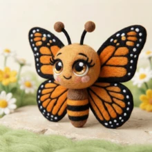 1Set Animal Needle Felting Kit, Felting Kits For Beginners Adult With Step-By-Step Tutorials, Butterfly DIY Felting Kit, Cute Funny Home Decorative Ornaments, Birthday Valentine's Day And Easter Novelty Gifts - Butterfly - View 4