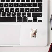 可爱小白猫OK！趣味表情贴纸，手机壳和笔记本电脑贴纸，防水乙烯基贴纸 - 耐用哑光表面，自粘式保险杠贴纸，适用于汽车、窗户、笔记本电脑、卡车、水瓶 - 多用途耐用设计，汽车贴纸 - 乙烯基 - 查看 7