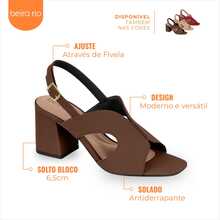 Beira Rio Original Women's Sandal In H Block Heel Comfortable Formal Winter Fashion - 白蘭地 - 查看 4