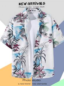 Sailing Anchors Palm Trees And Surfboards Symbolize The Spirit Of Ocean Exploration And Freedom Men's 3D Printed Adventure Short Sleeve Hawaiian Shirt Casual Beachwear - A508D-AT22636 - Xem 3