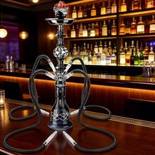 New Portable Hookah Set (Includes Hookah Bowl, Hose, Charcoal Tray, Tongs), Narguile Shisha Brand-New High-End 1-Tube, 2-Tube, And 4-Tube High-Capacity Hookahs, Premium Complete Glass Hookah With Acrylic Stem, Metal Hose And Accessories, No Electricity Required, Back To School Supplies, Gifts For Valentine's Day, Father's Day, Friends, Suitable For Bars, Nightclubs, KTV, Home And Restaurants - 4 tuýp màu đen - Xem 5
