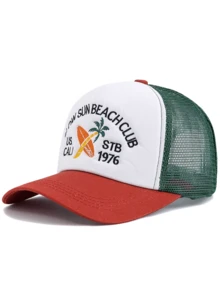 JZML 1顶男女通用椰子树字母刺绣卡车帽 - A - 查看 14