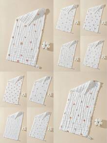 5/3条装随机尺寸25*50厘米6层100%纯棉纱布毛巾，柔软新生儿浴巾，儿童面巾 - 彩色 - 查看 10