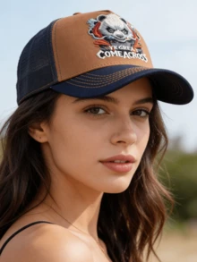 JZML 1pc Unisex Stylish Panda Letter Embroidered Trucker Hat - A - View 6